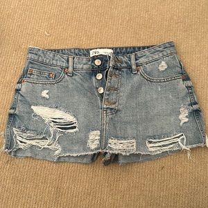 Zara High Size 2 (runs big) Blue Denim Jean Skort (skirt / shorts)